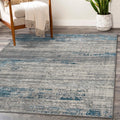 Modern Abstract Blue 8X10 Modern Area Rug, Stain-Resistant Carpet